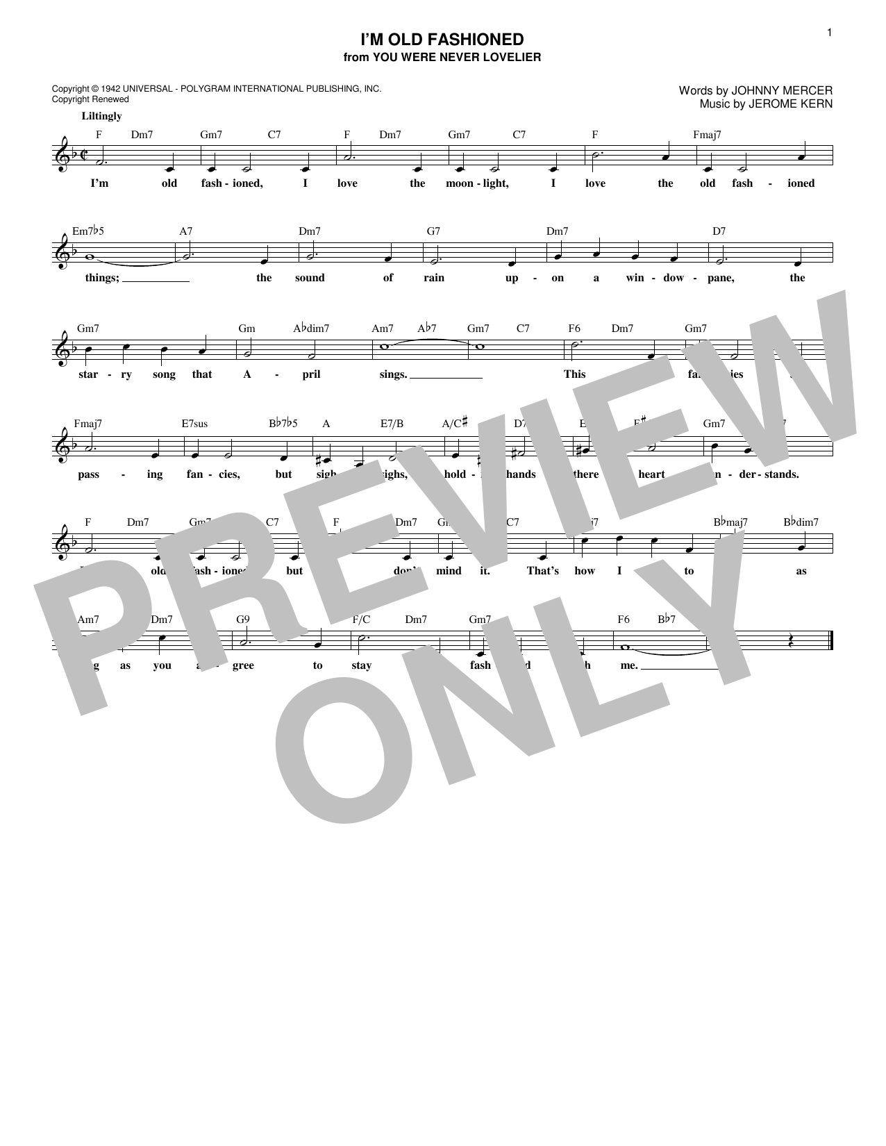 Produktgalerie: Seite 1 von 1 I'm Old Fashioned, Jerome Kern, Melodieinstrument
