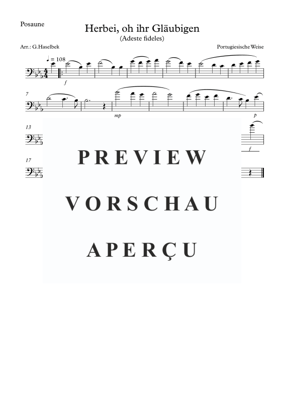 Produktgalerie: Seite 4 von 7 Herbei, oh ihr Gläubigen - Adeste fideles, , (Posaunen Quartett)