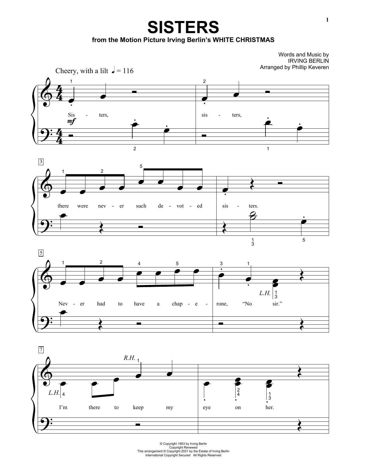 Product gallery: Page 1 of 1 Sisters (from White Christmas) (arr. Phillip Keveren), Irving Berlin