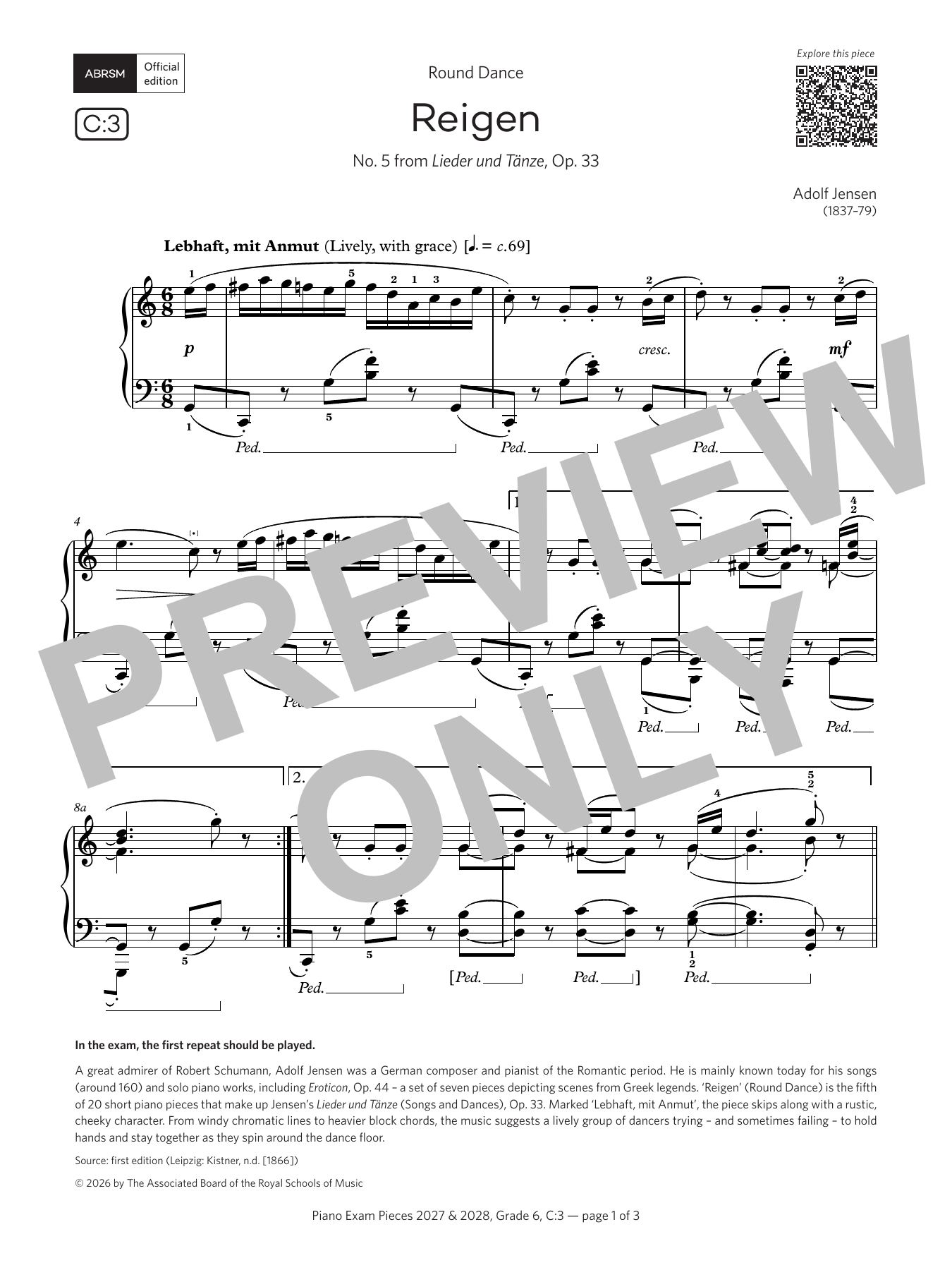Produktbild zu: Reigen (Grade 6, list C3, from the ABRSM Piano Syllabus 2027 & 2028)