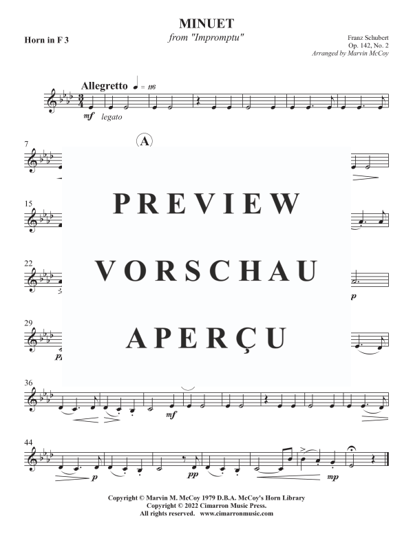 Product gallery: Page 7 of 8 Minuet from Impromptu, Op. 142 No. 2, , Horn Quartet