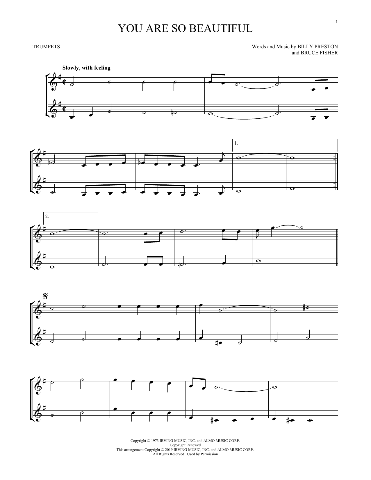 Produktgalerie: Seite 1 von 1 You Are So Beautiful, Joe Cocker, Trompete