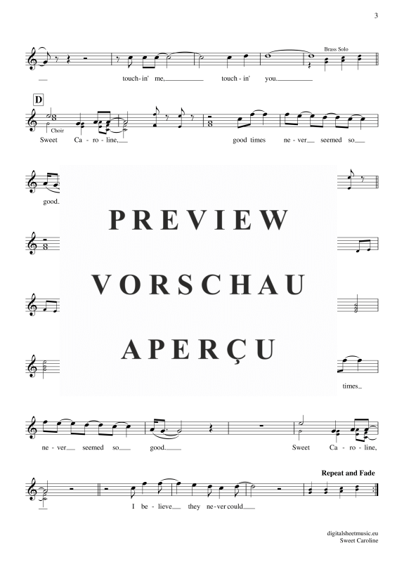 Produktgalerie: Seite 4 von 4 Sweet Caroline, Diamond, Neil, (Oboe)