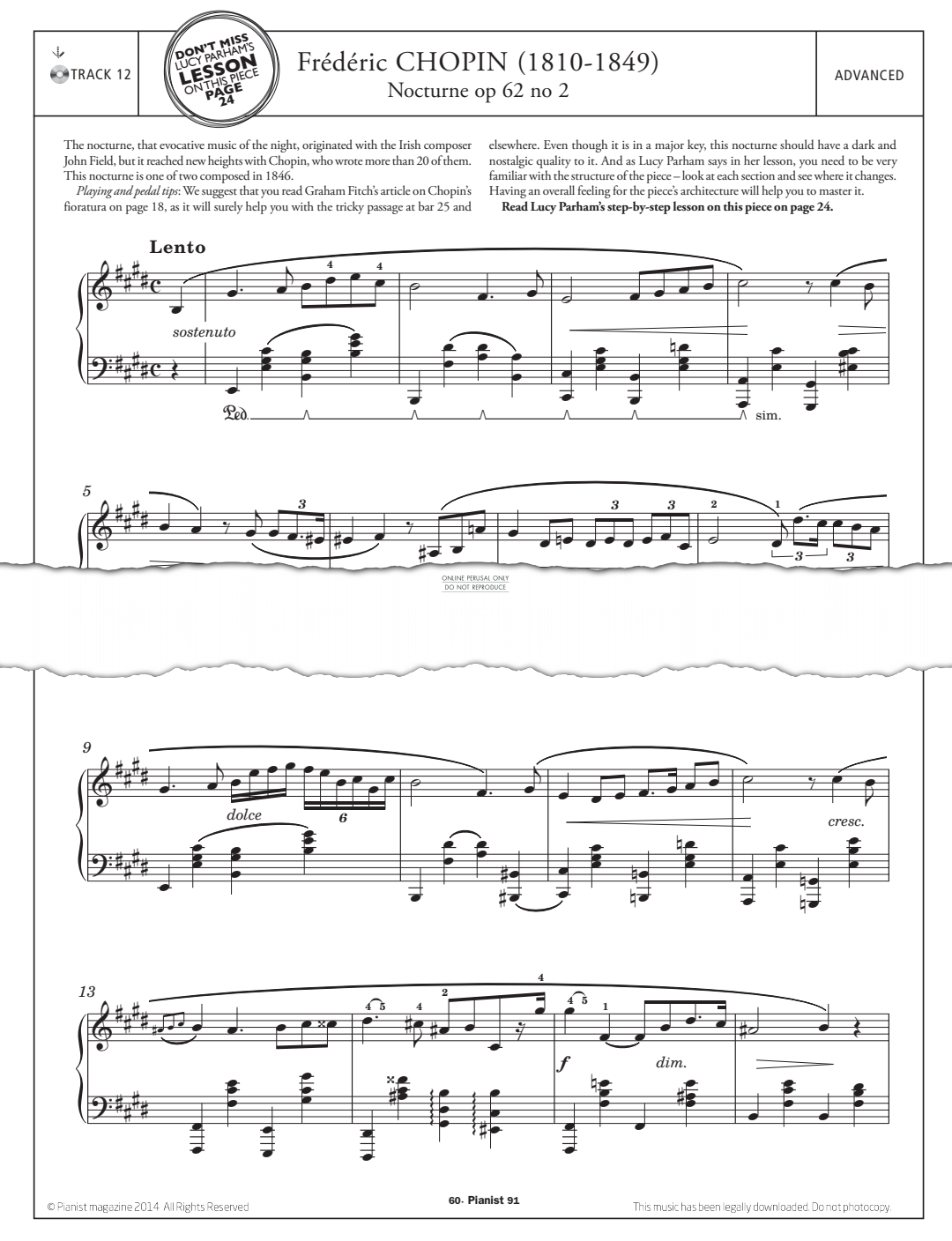 Product gallery: Page 1 of 1 Nocturne in E Op.62 No.2, Frederic Chopin