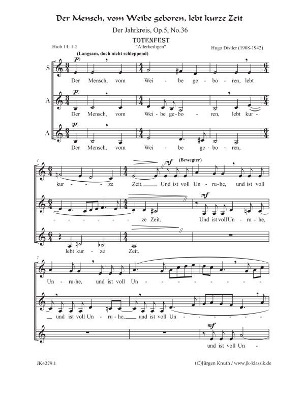 gallery: Der Mensch, vom Weibe geboren, lebt kurze Zeit (Der Jahrkreis, Op.5, Nr.36), , Frauenchor