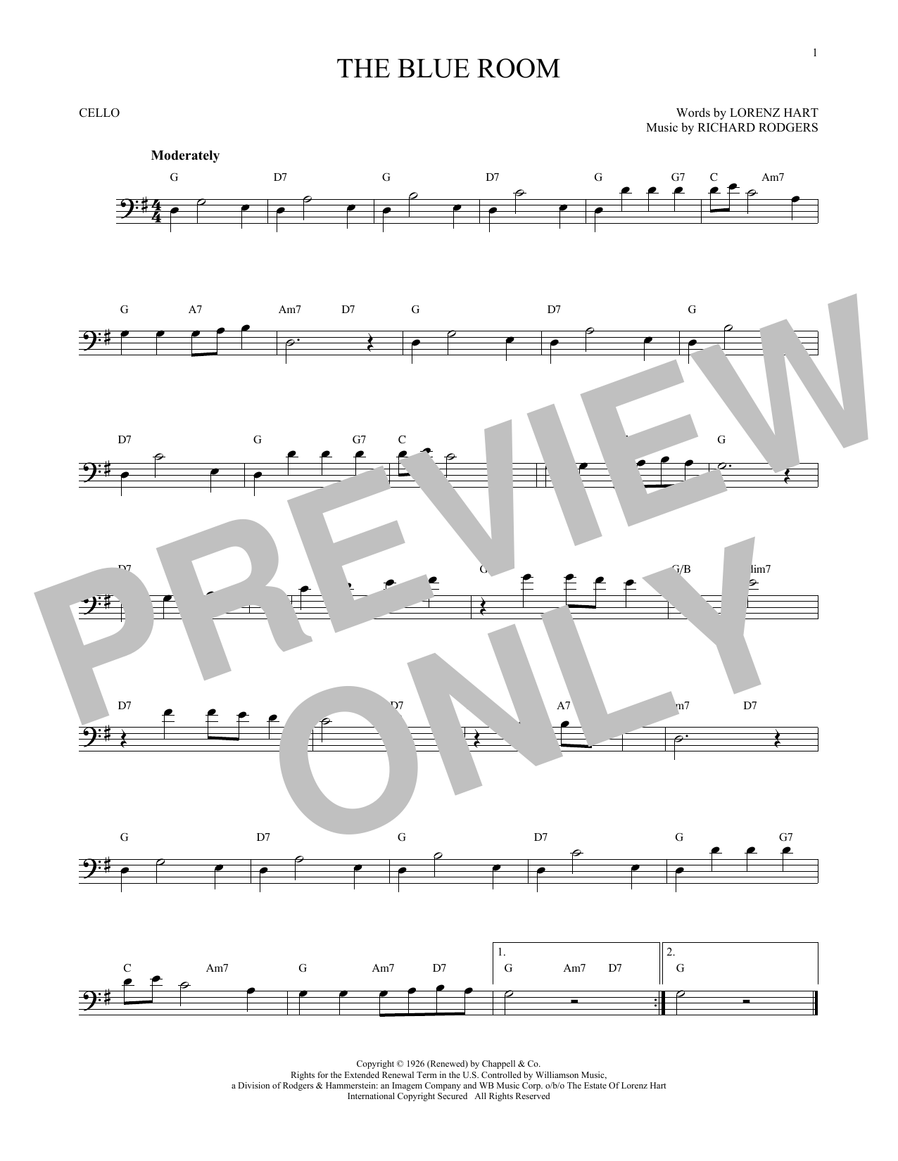 Produktgalerie: Seite 1 von 1 The Blue Room, Rodgers & Hart, Violoncello