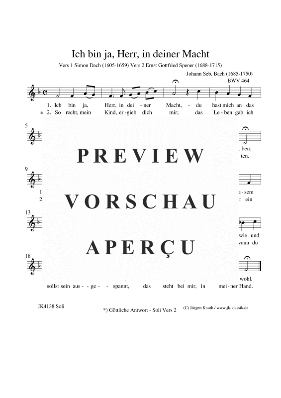 gallery: Ich bin ja, Herr, in deiner Macht BWV 464, , Gesang und Klavier