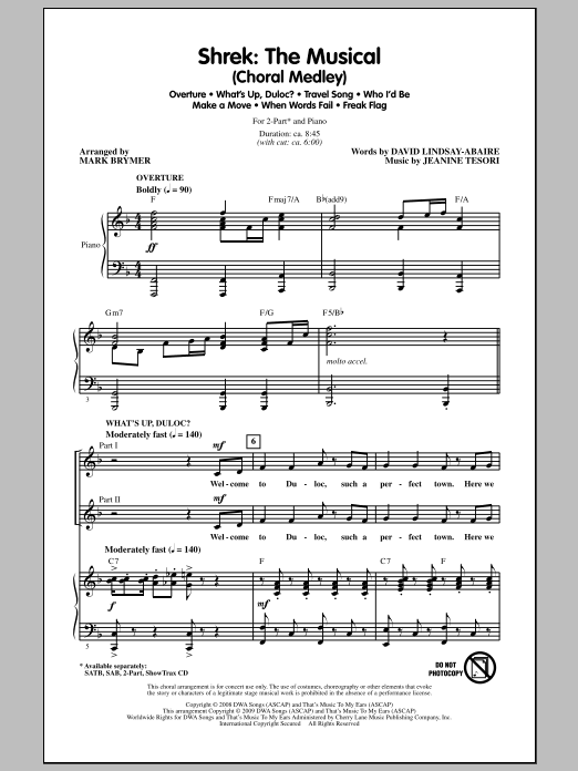 Product picture to: Shrek: The Musical (Choral Medley)