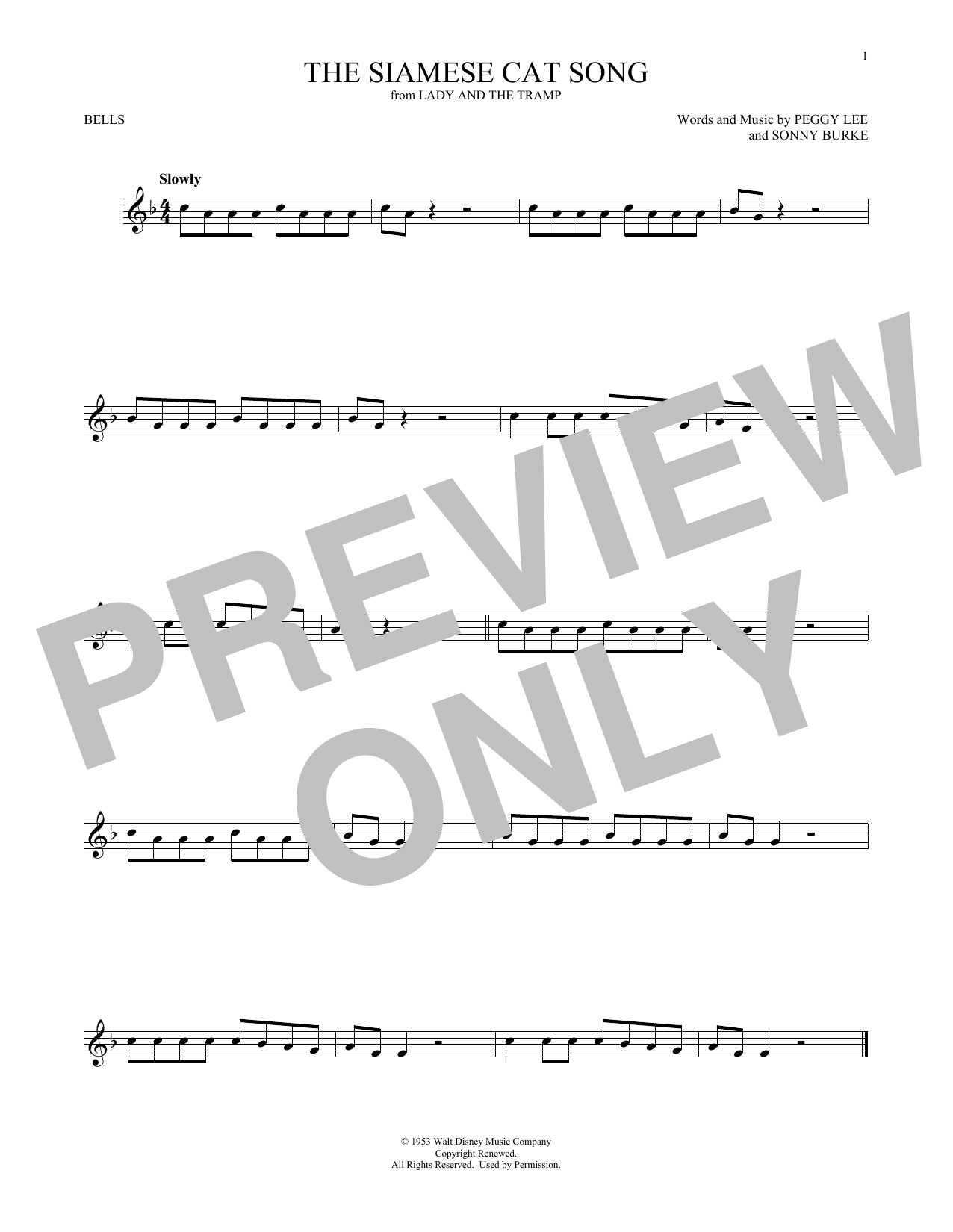 Produktgalerie: Seite 1 von 1 The Siamese Cat Song (from Lady And The Tramp), Peggy Lee, Percussion