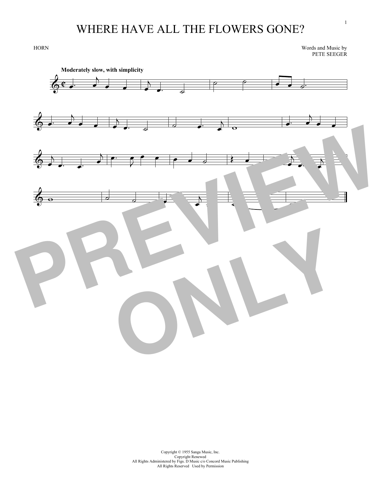 Produktgalerie: Seite 1 von 1 Where Have All The Flowers Gone?, Pete Seeger, Horn