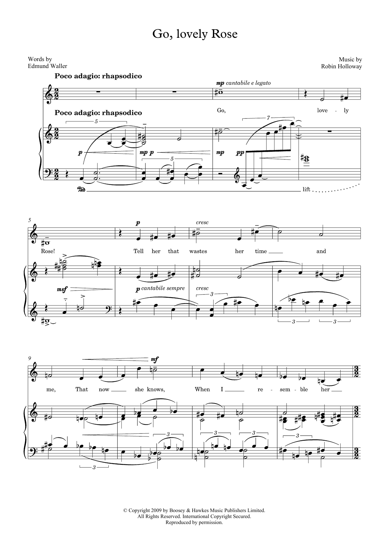 Product picture to: Go, lovely Rose (for mezzo-soprano and piano)