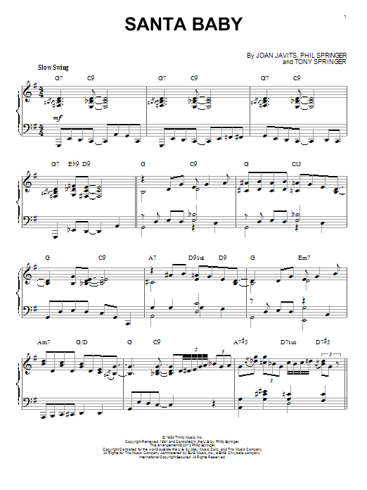 Product gallery: Page 1 of 1 Santa Baby [Jazz version] (arr. Brent Edstrom), Eartha Kitt