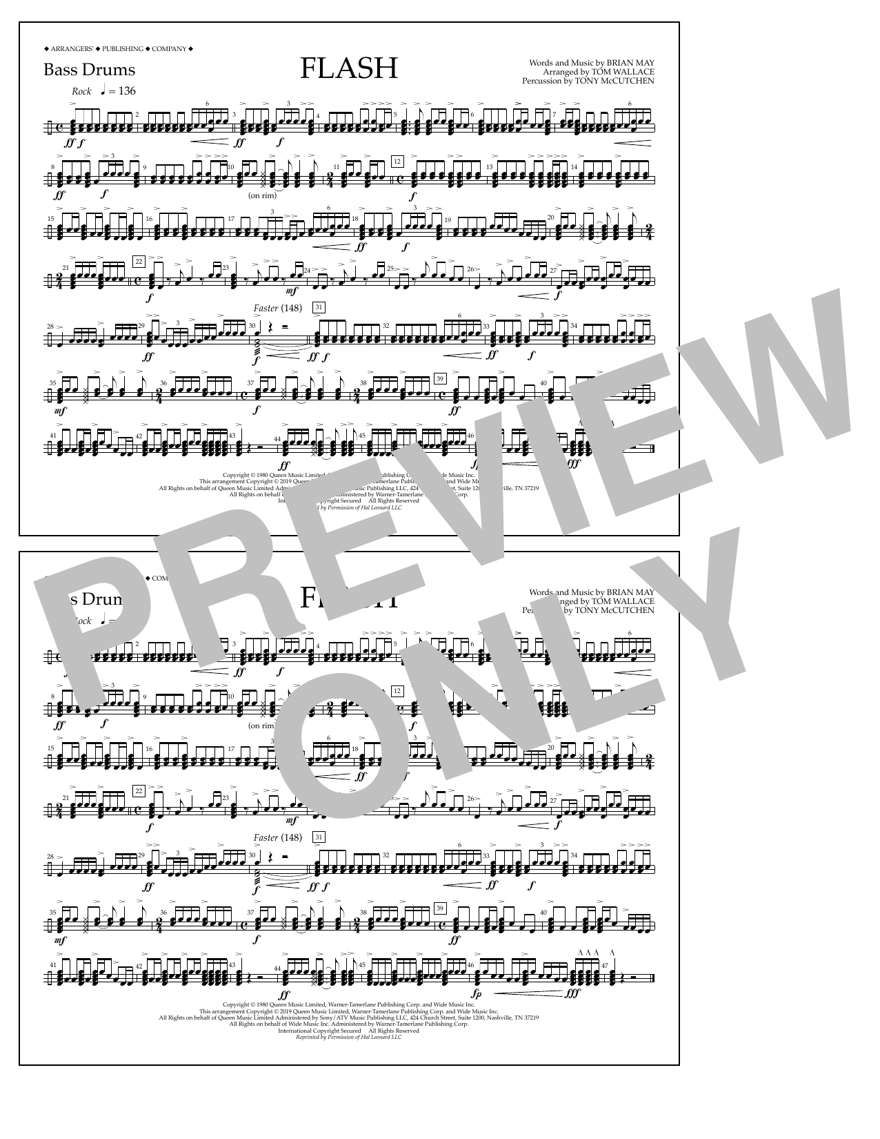 Product picture to: Flash (arr. Tom Wallace) - Bass Drums