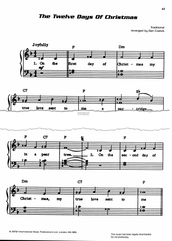 Produktgalerie: Seite 1 von 1 12 Days Of Christmas, Traditional, Gesang, Gitarre, Klavier