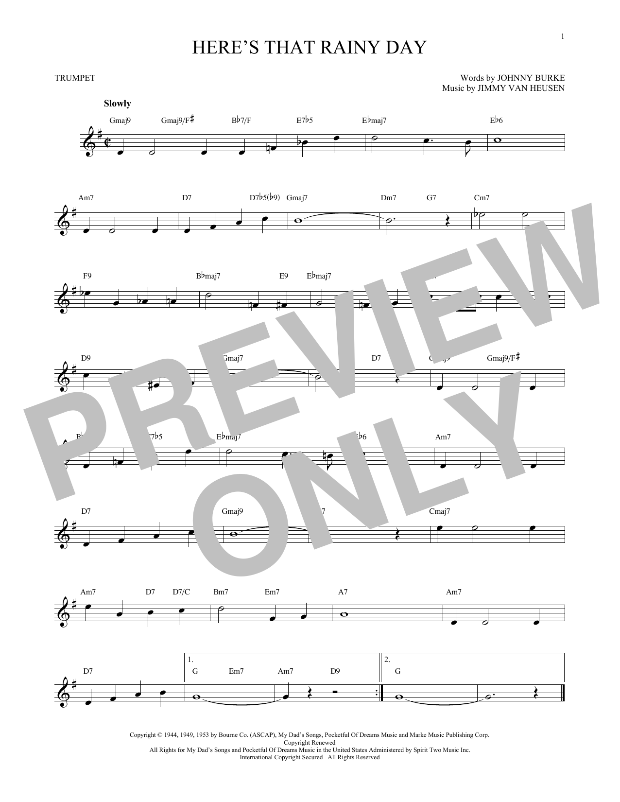 Produktgalerie: Seite 1 von 1 Here's That Rainy Day, Jimmy Van Heusen, Trompete