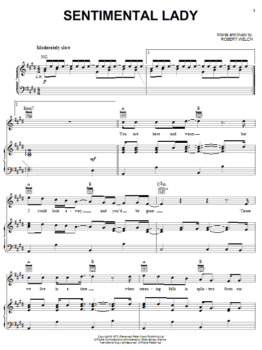 Produktgalerie: Seite 1 von 1 Sentimental Lady, Bob Welch, Gesang, Gitarre, Klavier