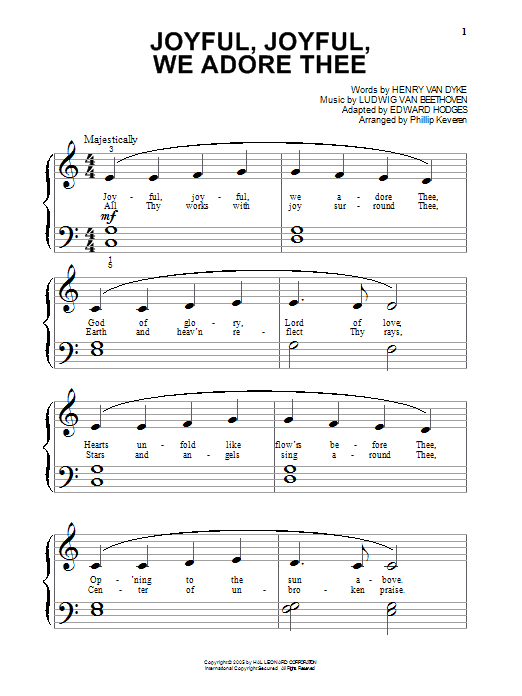 Produktgalerie: Seite 1 von 1 Joyful, Joyful, We Adore Thee (arr. Phillip Keveren), Ludwig Van Beethoven, Klavier