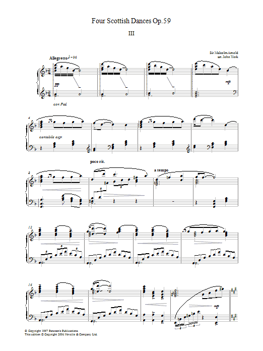 Product gallery: Page 1 of 1 Four Scottish Dances Op.59, No.3, Allegretto, Malcolm Arnold