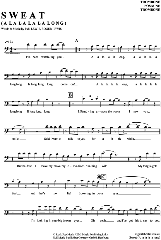 Product gallery: Page 1 of 4 Sweat (A la la la la long) , Mehrzad / Medlock, Mark,  (trombone / baritone)