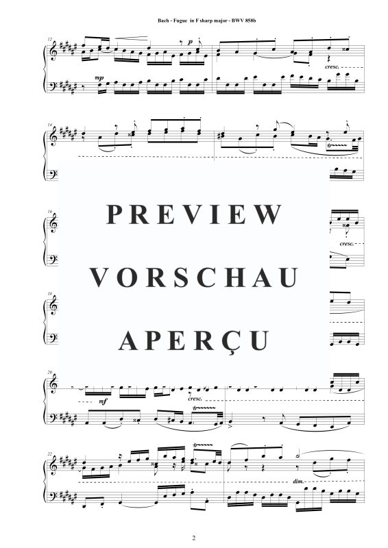 Produktgalerie: Seite 3 von 4 Fuge Fis-Dur BWV 858b, , Klavier Solo
