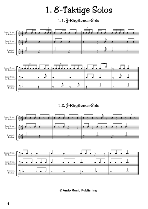 gallery: Solos für Marschtrommler - Band 1, , 50 Solostücke für Marschkapellen - Kleine Trommel, Große Trommel und Becken
