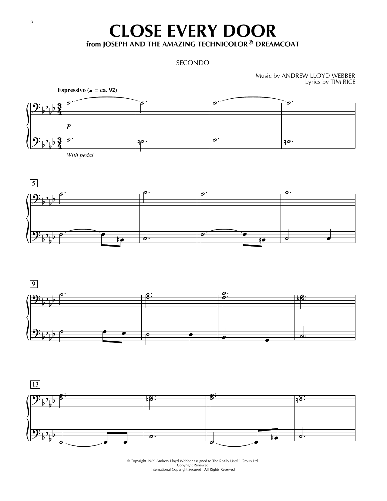 Produktgalerie: Seite 1 von 1 Close Every Door (from Joseph and the Amazing Technicolor Dreamcoat), Andrew Lloyd Webber, Klavier