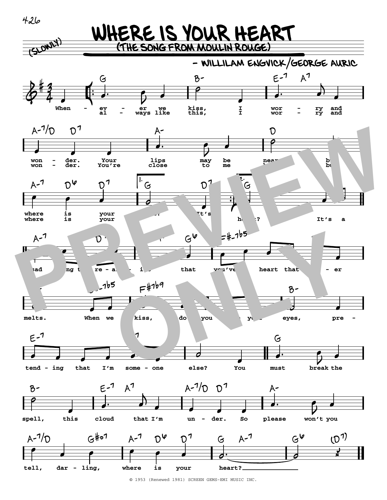 Produktbild zu: Where Is Your Heart (from Moulin Rouge) (High Voice)