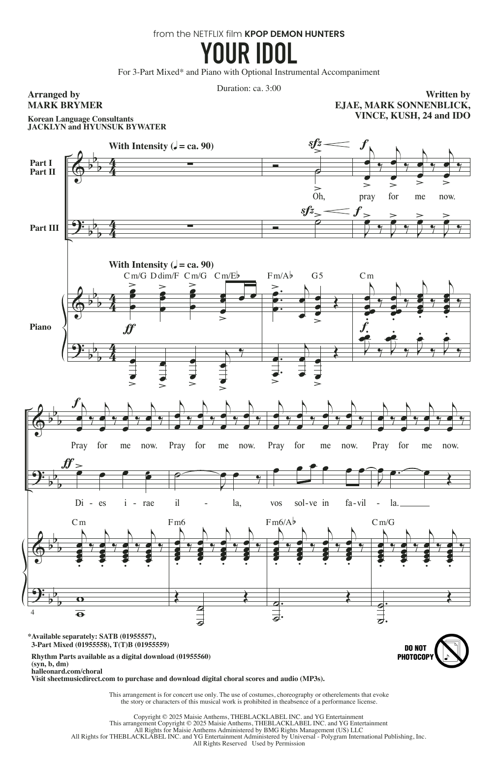 Produktgalerie: Seite 1 von 1 Your Idol (from KPop Demon Hunters) (arr. Mark Brymer), Saja Boys, Chor