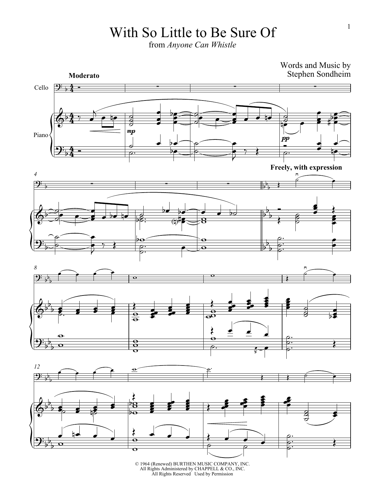 Produktgalerie: Seite 1 von 1 With So Little To Be Sure Of (from Anyone Can Whistle), Stephen Sondheim, Klavier, Violoncello