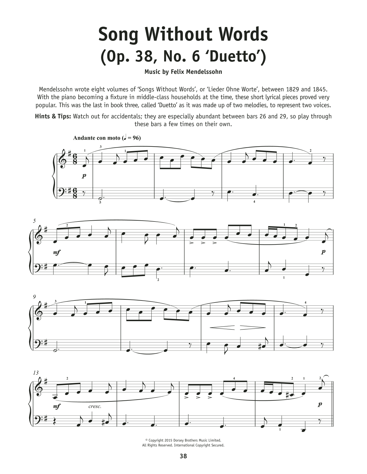 Product picture to: Song Without Words, Op. 38, No. 6