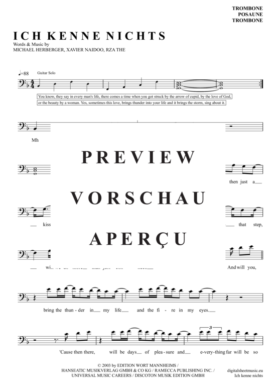 Product gallery: Page 2 of 5 Ich Kenne Nichts (Das So Schön Ist Wie Du) , Naidoo, Xavier,  (trombone / baritone)