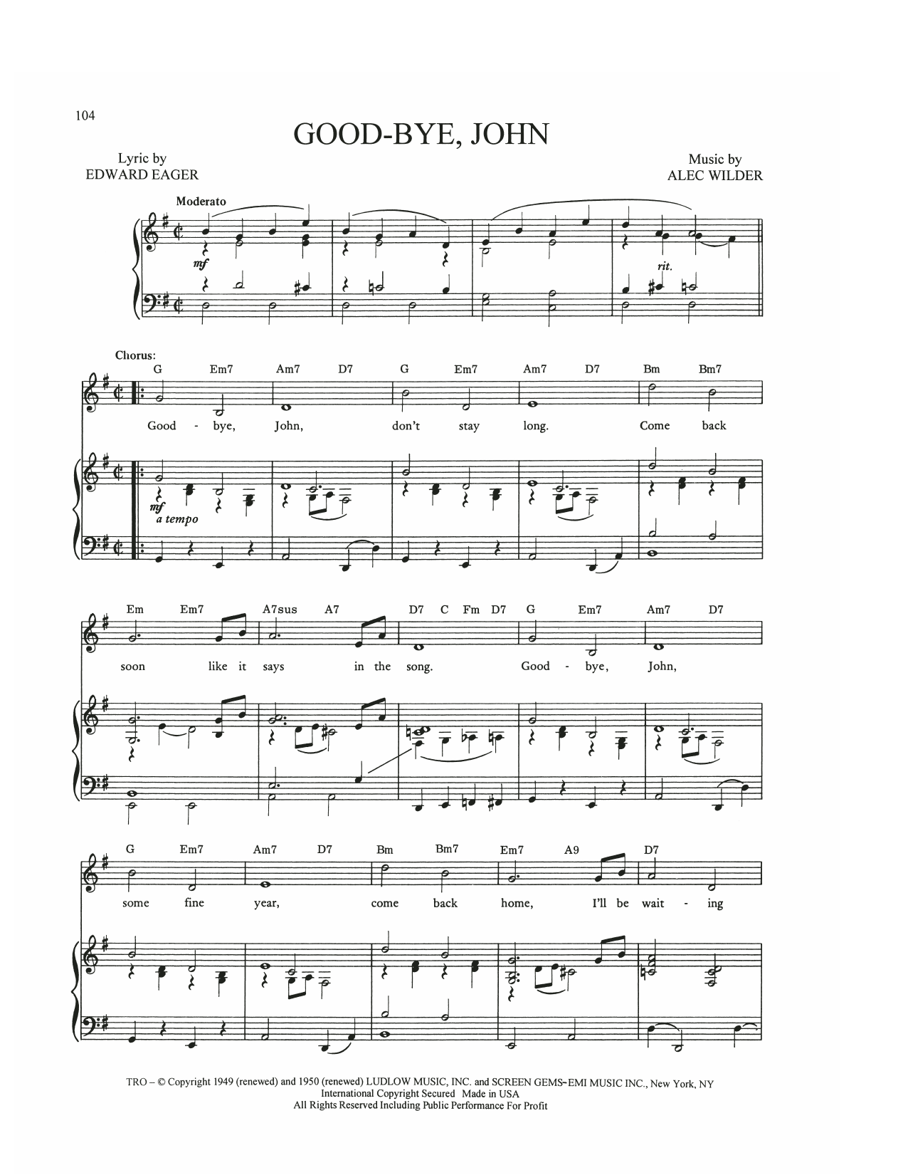 Produktgalerie: Seite 1 von 1 Good-Bye, John, Alec Wilder, Gesang, Gitarre, Klavier