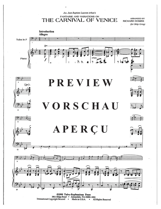 Product gallery: Page 3 of 19 Fantaisie and Variations on The Carnival of Venice , , (tuba + piano)