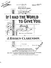 cover: If I Had The World To Give You, J Hayden-Clarendon, Gesang, Klavier