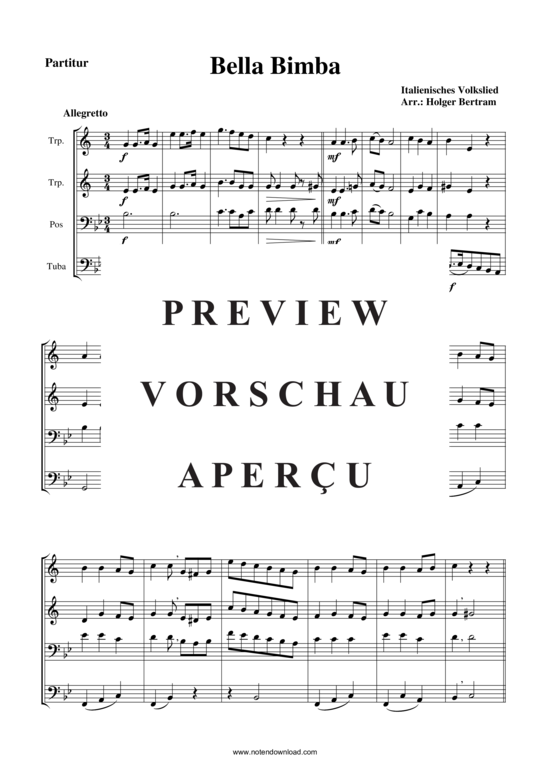 gallery: Bella Bimba (Blechbläserquartett 2 Trp (B) , , , Pos/TenH, Tub)