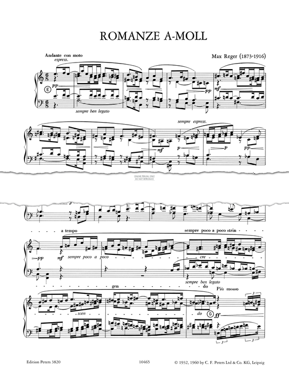 Produktgalerie: Seite 1 von 1 Romance in A minor, Max Reger, Klavier