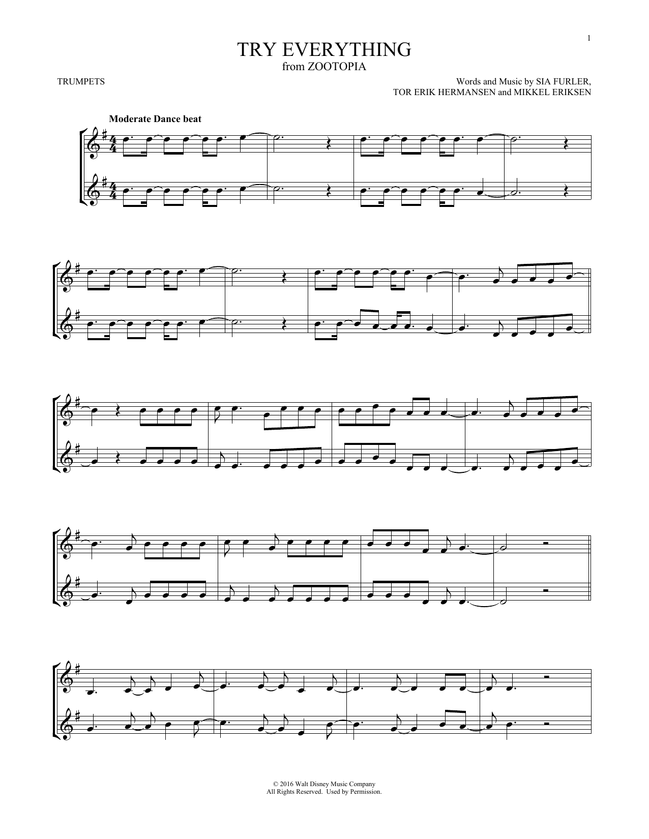Produktgalerie: Seite 1 von 1 Try Everything (from Zootopia), Shakira, Trompete