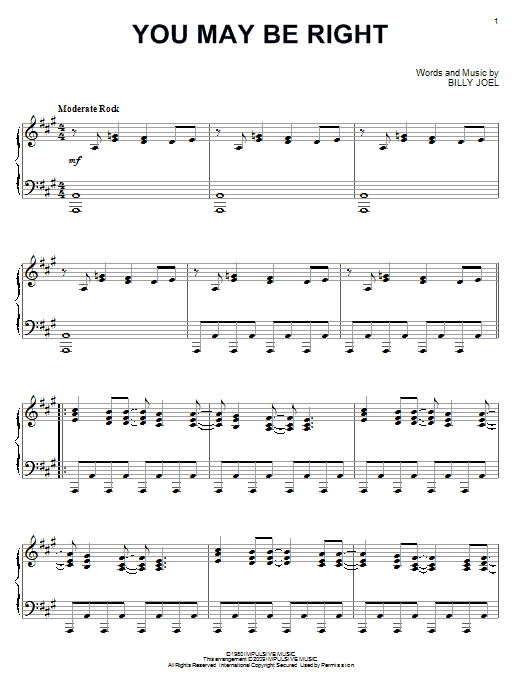 Product gallery: Page 1 of 1 You May Be Right, Billy Joel