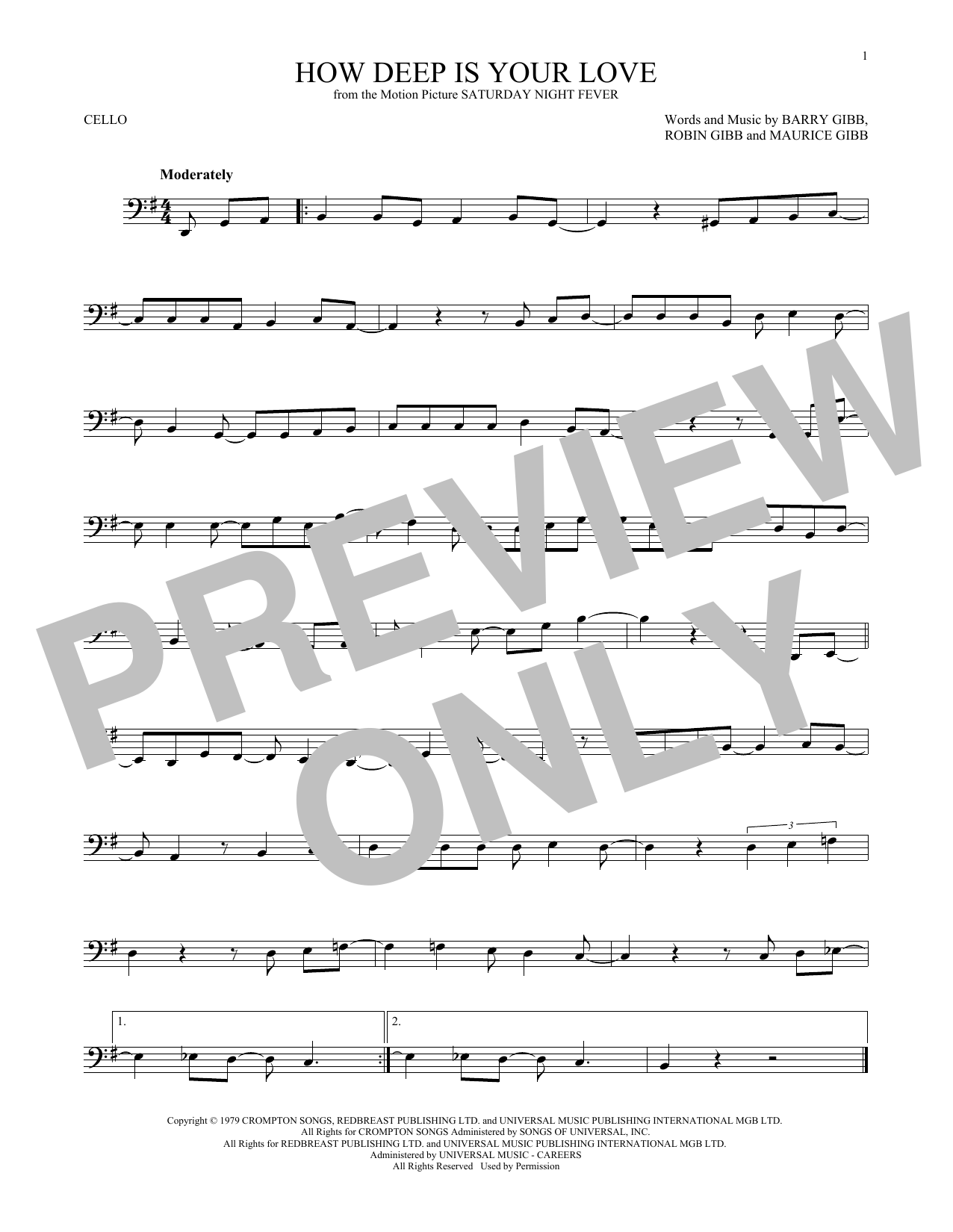 Produktgalerie: Seite 1 von 1 How Deep Is Your Love, The Bee Gees, Violoncello