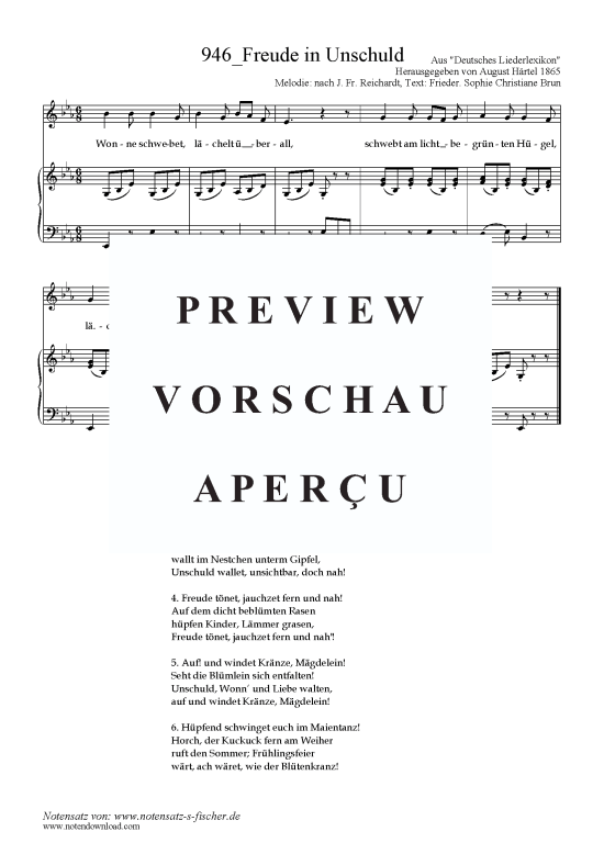 Product picture to: Freude in Unschuld Text: Frieder. Sophie Christiane Brun