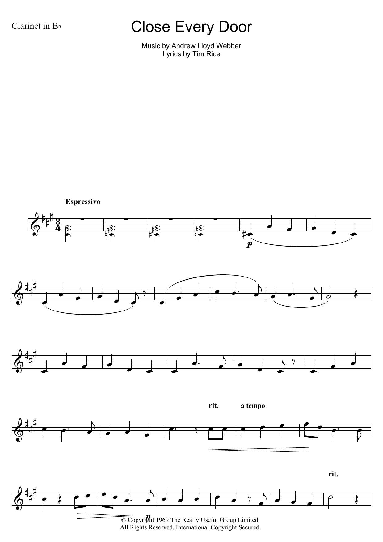 Product gallery: Page 1 of 1 Close Every Door (from Joseph And The Amazing Technicolor Dreamcoat), Andrew Lloyd Webber