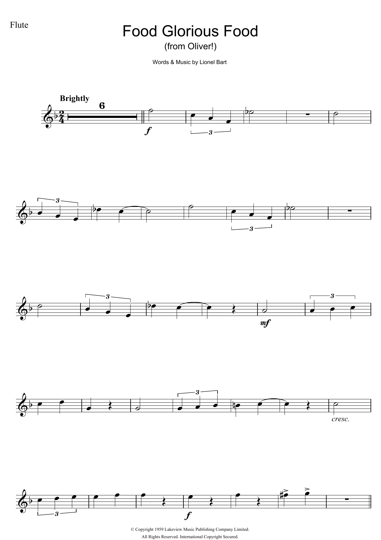 Product gallery: Page 1 of 1 Food, Glorious Food (from Oliver!), Lionel Bart