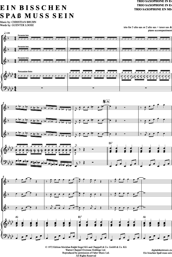 Product picture to: Ein Bisschen Spaß Muss Sein (Saxophon Trio AAA(T) Roberto Blanco