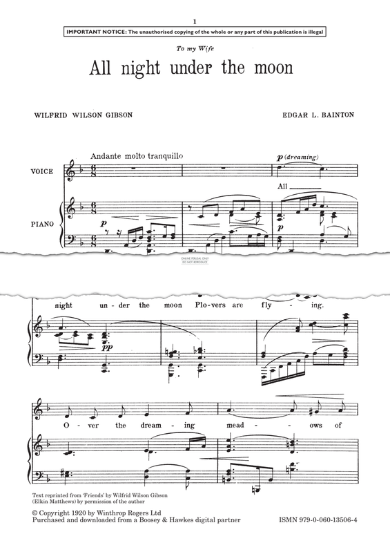 Produktgalerie: Seite 1 von 1 All night under the moon, Edgar Bainton, Gesang, Klavier