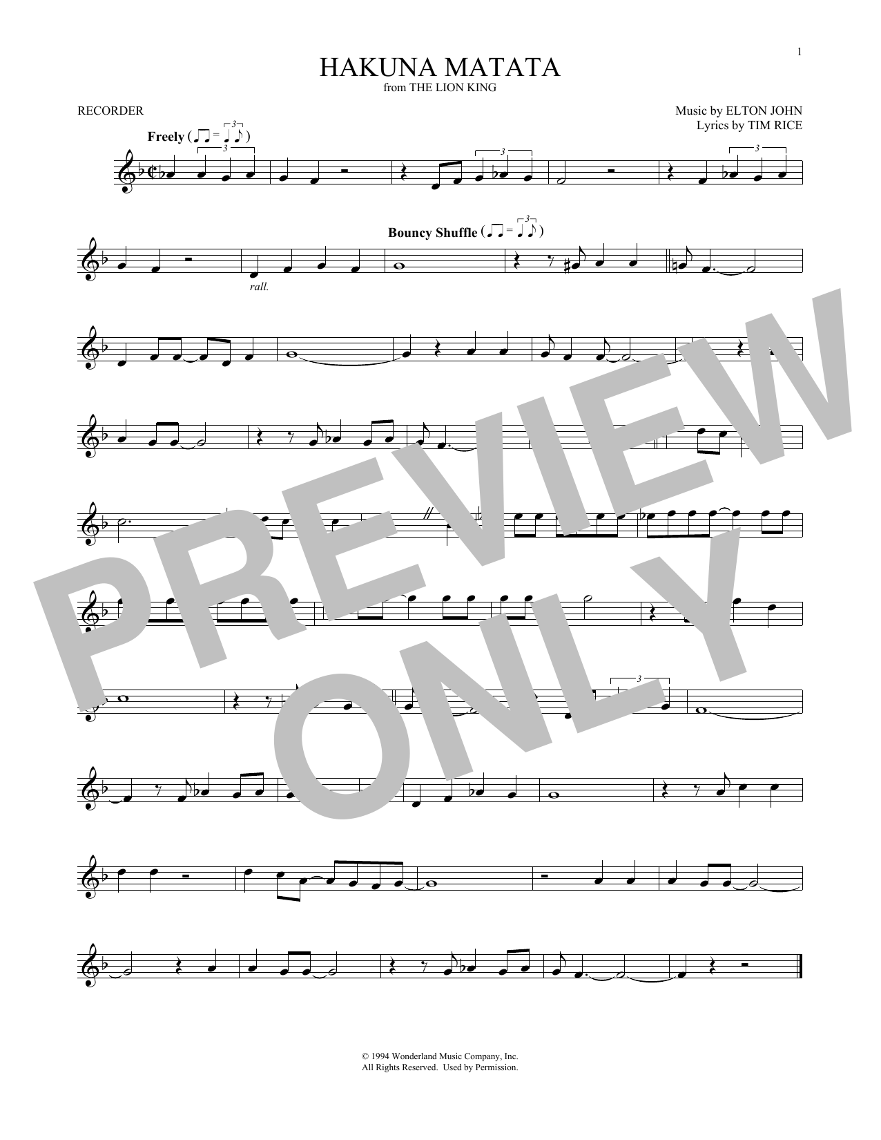 Product gallery: Page 1 of 1 Hakuna Matata (from The Lion King), Elton John