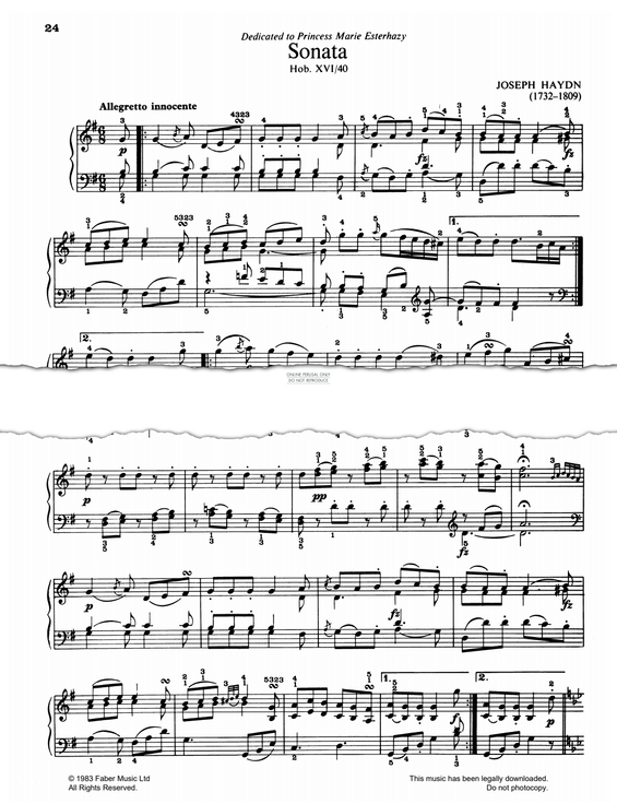 Produktgalerie: Seite 1 von 1 Sonata Hob. XVI No.40, Joseph Haydn, Klavier