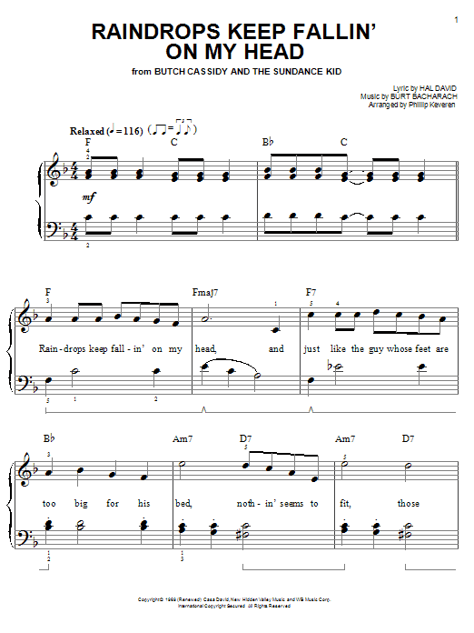 Product picture to: Raindrops Keep Fallin' On My Head (arr. Phillip Keveren)