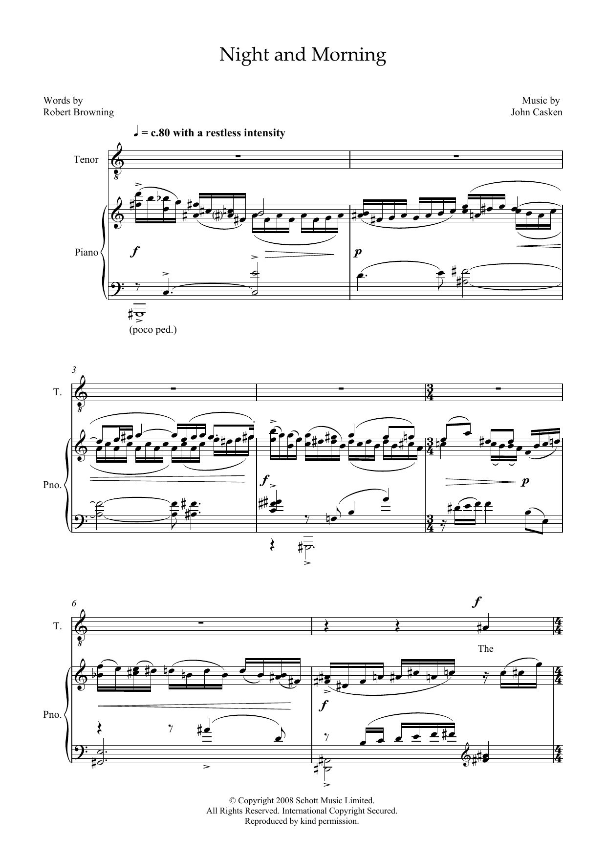 Product picture to: Night and Morning (for tenor and piano)