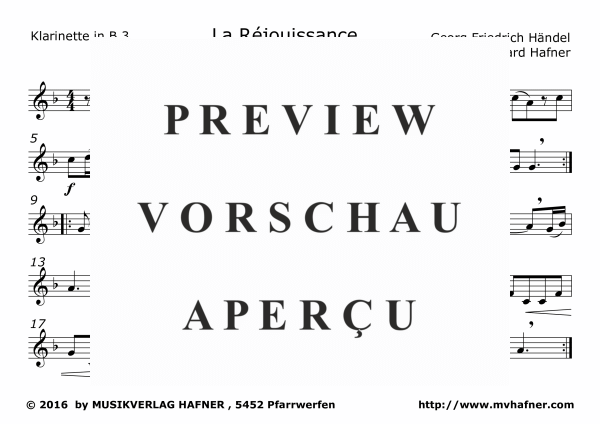 Product gallery: Page 6 of 10 Feuerwerksmusik - La Réjouissance, , (Clarinet Quintet)