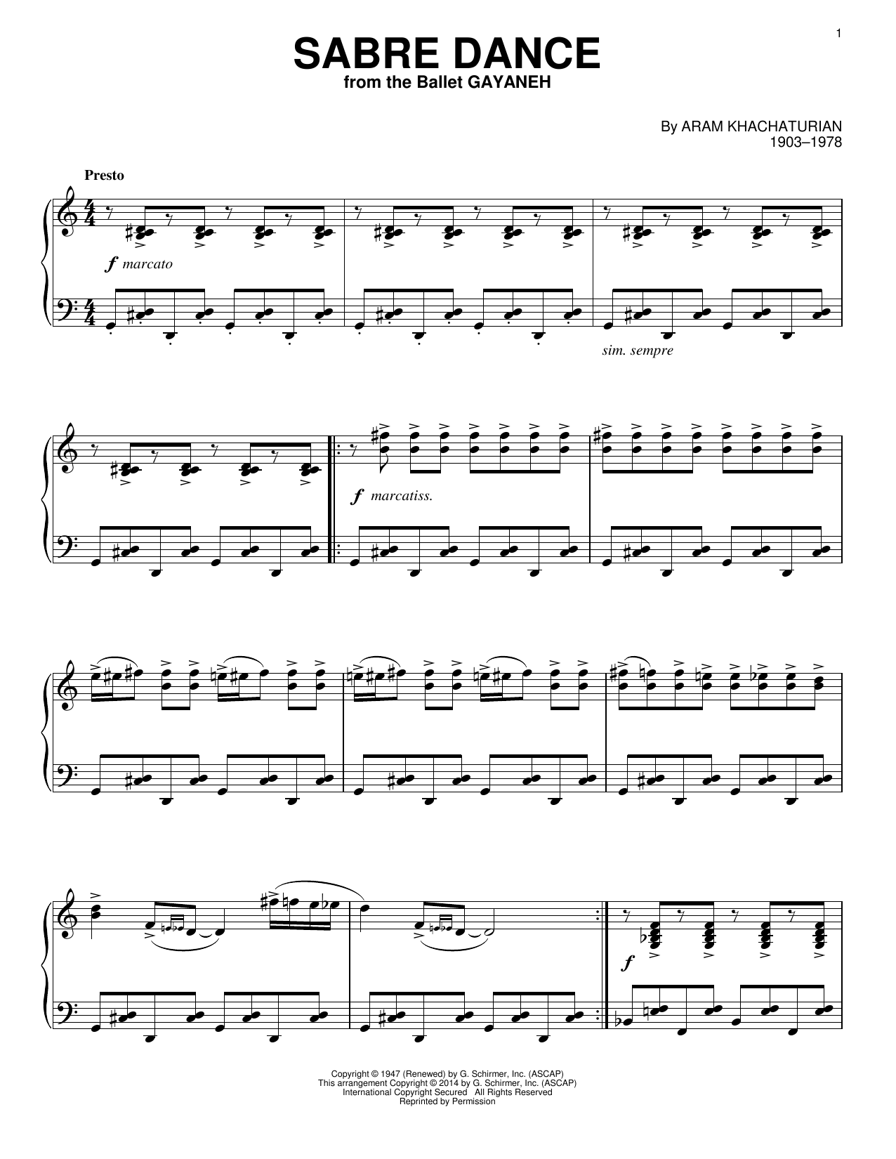 Product gallery: Page 1 of 1 Sabre Dance, Aram Khachaturian